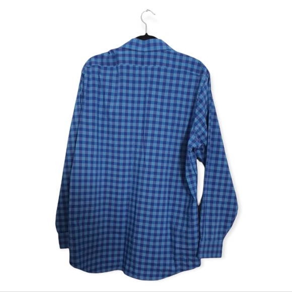 Van Heusen Men's Flex Check Blue Button Down Shirt - Picture 3 of 4